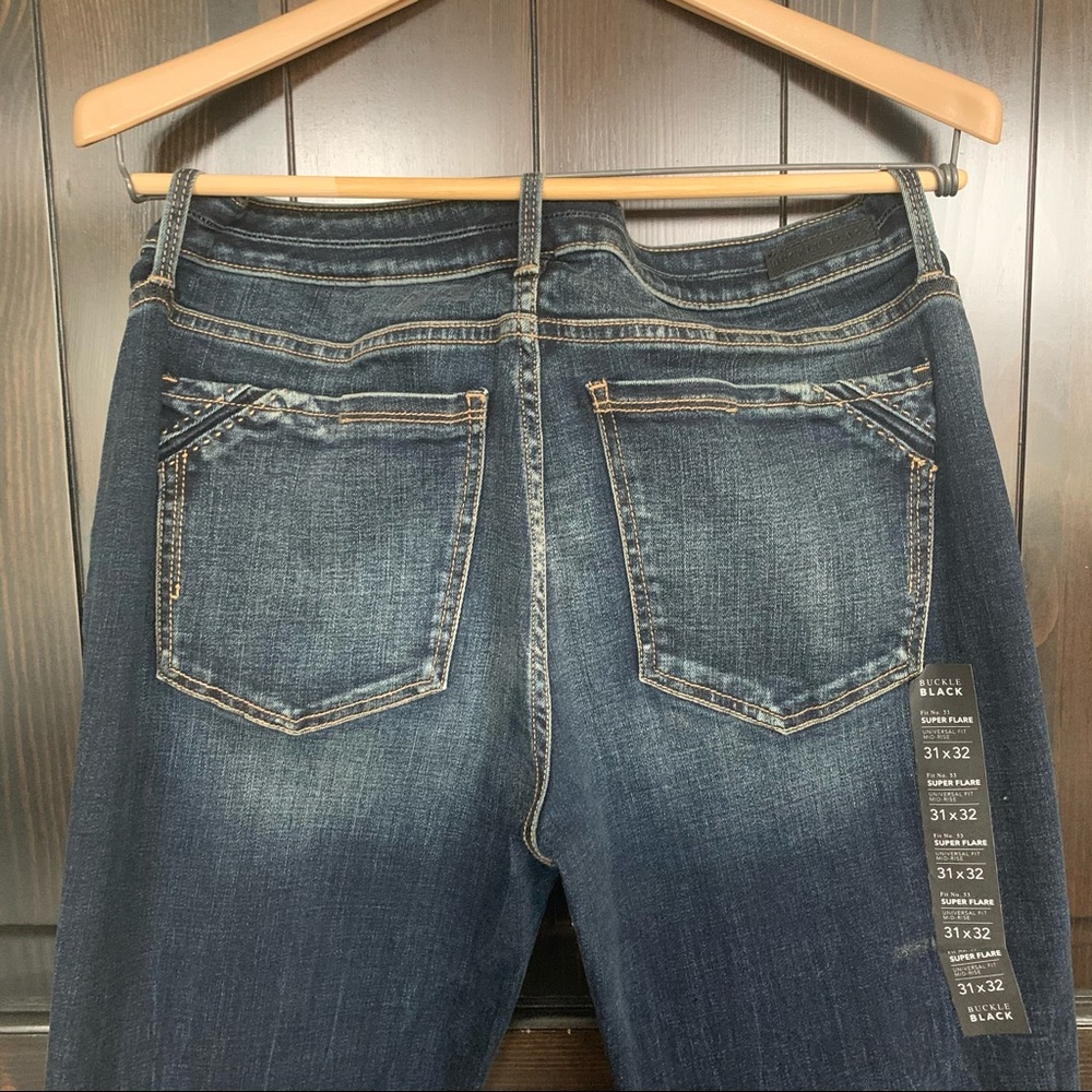 Buckle black flare jeans